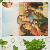 ヴィンテージの子どもがイエス・キリストに花を持って来る キッチンタオル (折り畳み)