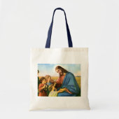 ヴィンテージの子どもがイエス・キリストに花を持って来る トートバッグ (正面)
