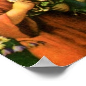 ヴィンテージの子どもがイエス・キリストに花を持って来る ポスター (角)