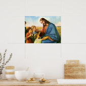 ヴィンテージの子どもがイエス・キリストに花を持って来る ポスター (キッチン)