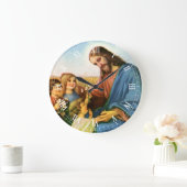 ヴィンテージの子どもがイエス・キリストに花を持って来る ラージ壁時計 (ホーム)