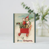 ヴィンテージの子どもそり陽気なクリスマス ポストカード (スタンド正面)