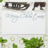 ヴィンテージの子どもたちがクリスマスの冬を過ごす キッチンタオル (折り畳み)