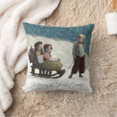 ヴィンテージの子どもたちがクリスマスの冬を過ごす クッション (ブランケット)