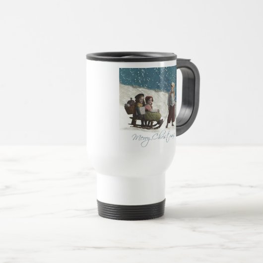 ヴィンテージの子どもたちがクリスマスの冬を過ごす トラベルマグ (正面右)