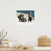 ヴィンテージの子どもたちがクリスマスの冬を過ごす ポスター (キッチン)