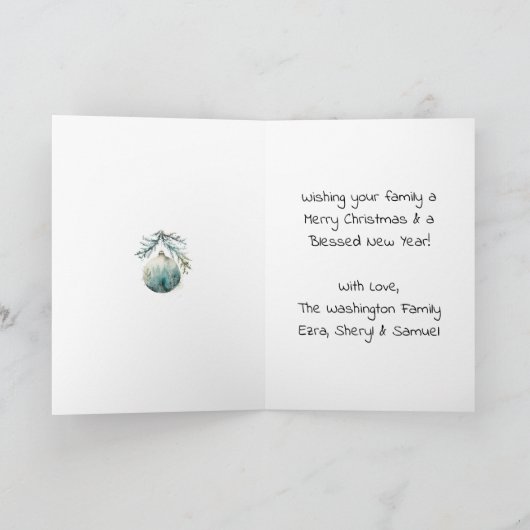 ヴィンテージの子どもたちがクリスマスプレゼントを開く カード (内部)