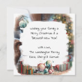 ヴィンテージの子どもたちがクリスマスプレゼントを開く カード (裏面)