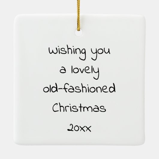 ヴィンテージの子どもたちがクリスマスプレゼントを開く セラミックオーナメント (裏面)