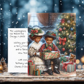 ヴィンテージの子どもたちがクリスマスプレゼントを開く ポストカード