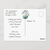 ヴィンテージの子どもたちがクリスマスプレゼントを開く ポストカード (裏面)