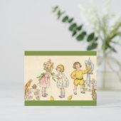 ヴィンテージの子どもたちが復活祭に挑戦する ポストカード (スタンド正面)