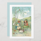 ヴィンテージの子どもたち（イースターバニーと卵） シーズンカード (正面/裏面)