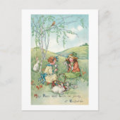 ヴィンテージの子どもたち（イースターバニーと卵） ポストカード (正面)