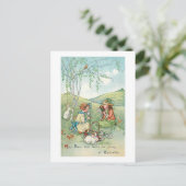 ヴィンテージの子どもたち（イースターバニーと卵） ポストカード (スタンド正面)