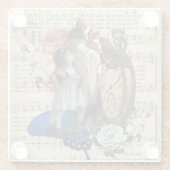 ヴィンテージの子どもとフローラコラージュ ガラスコースター (裏面)