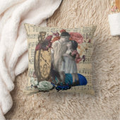 ヴィンテージの子どもとフローラコラージュ クッション (ブランケット)