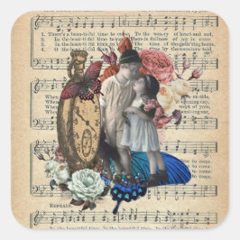 ヴィンテージの子どもとフローラコラージュ スクエアシール