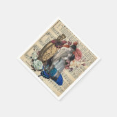 ヴィンテージの子どもとフローラコラージュ スタンダードカクテルナプキン (角)