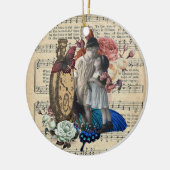 ヴィンテージの子どもとフローラコラージュ セラミックオーナメント (左)