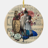 ヴィンテージの子どもとフローラコラージュ セラミックオーナメント (裏面)