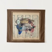 ヴィンテージの子どもとフローラコラージュ タペストリー (正面(横))