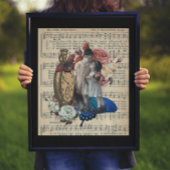 ヴィンテージの子どもとフローラコラージュ ポスター