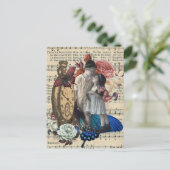 ヴィンテージの子どもとフローラコラージュ ポストカード (スタンド正面)