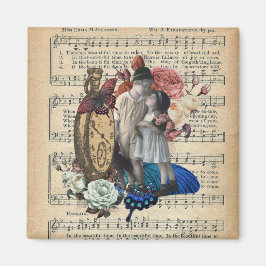 ヴィンテージの子どもとフローラコラージュ マグネット