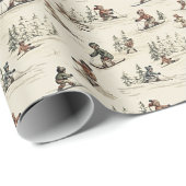 ヴィンテージの子どものスキーの冒険 ラッピングペーパー (ロールコーナー)