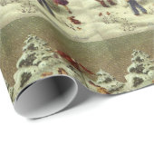 ヴィンテージの子どもの雪だるま ラッピングペーパー (ロールコーナー)