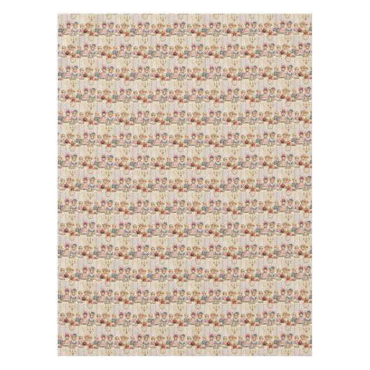 ヴィンテージの子どもクリスマスディナー – Kate Greenaway テーブルクロス (正面)