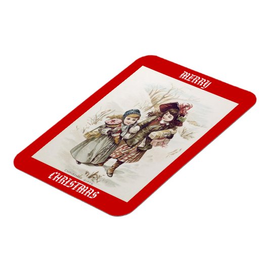 ヴィンテージの子どもメリークリスマスマグネット マグネット (左側)