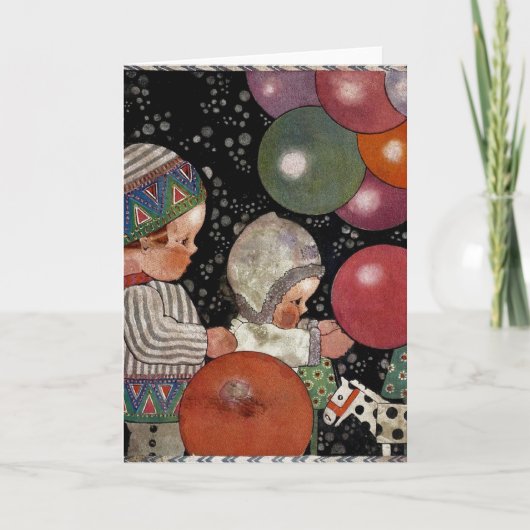 ヴィンテージの子ども誕生会、風船やおもちゃなど カード (正面)