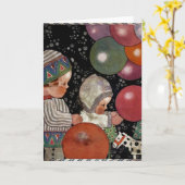 ヴィンテージの子ども誕生会、風船やおもちゃなど カード (黄色い花)