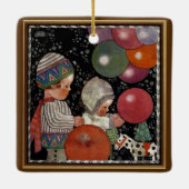 ヴィンテージの子ども誕生会、風船やおもちゃなど セラミックオーナメント (裏面)