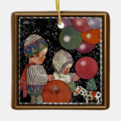 ヴィンテージの子ども誕生会、風船やおもちゃなど セラミックオーナメント (正面)