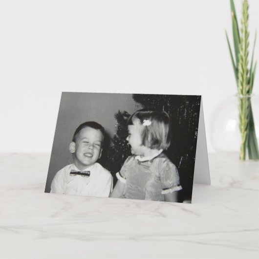 ヴィンテージの子ども、クリスマスめでたい シーズンカード (正面)