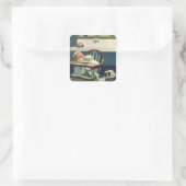 ヴィンテージの子ども、ベビー眠るハイチェアキッチン スクエアシール (バッグ)