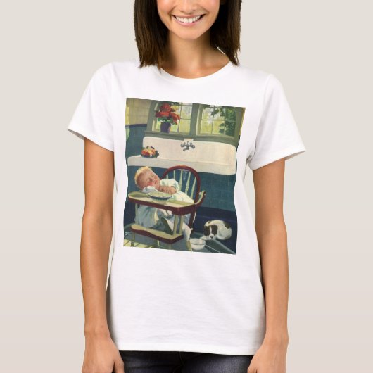ヴィンテージの子ども、ベビー眠るハイチェアキッチン Tシャツ (正面)