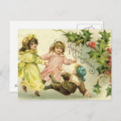 ヴィンテージの子のクリスマスポストカード シーズンポストカード (正面/裏面)