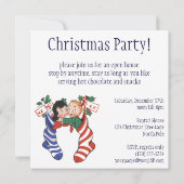 ヴィンテージの子ストッキングクリスマスパーティー 招待状 (裏面)