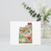 ヴィンテージの子ネコののどを鳴らす音のバレンタイン シーズンポストカード (スタンド正面)