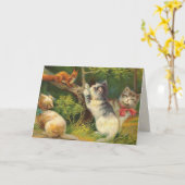 ヴィンテージの子ネコのバースデー・カード カード (黄色い花)