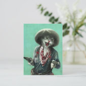 ヴィンテージの子ネコの女性のカーボーイの郵便はがき ポストカード (スタンド正面)