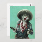 ヴィンテージの子ネコの女性のカーボーイの郵便はがき ポストカード (正面/裏面)