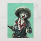 ヴィンテージの子ネコの女性のカーボーイの郵便はがき ポストカード (正面)