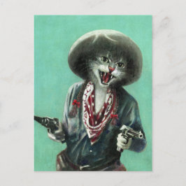 ヴィンテージの子ネコの女性のカーボーイの郵便はがき ポストカード