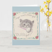 ヴィンテージの子ネコは健康なカードを得ます カード (黄色い花)