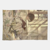 ヴィンテージの子供が本を読む、ジェシー・ウィルコックス・スミス キッチンタオル (横)